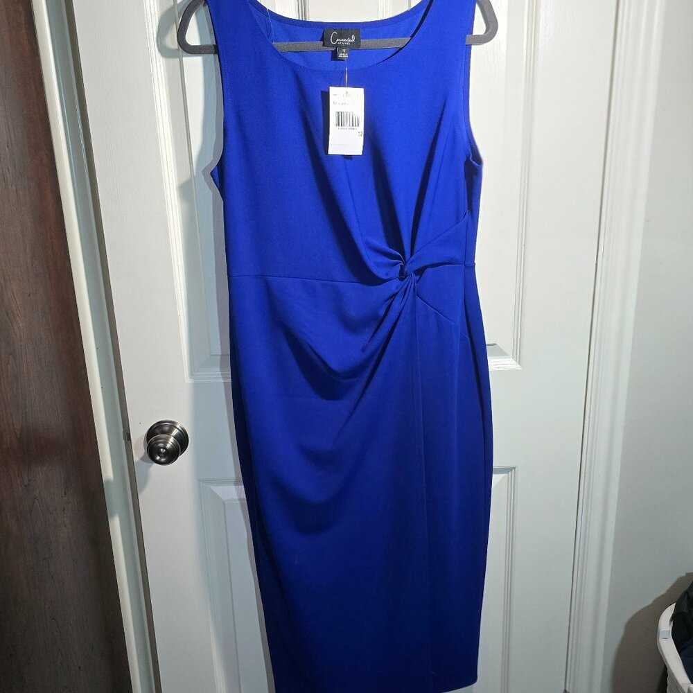 Women's Mid-Length, Sleeveless Dress, Blue, 12